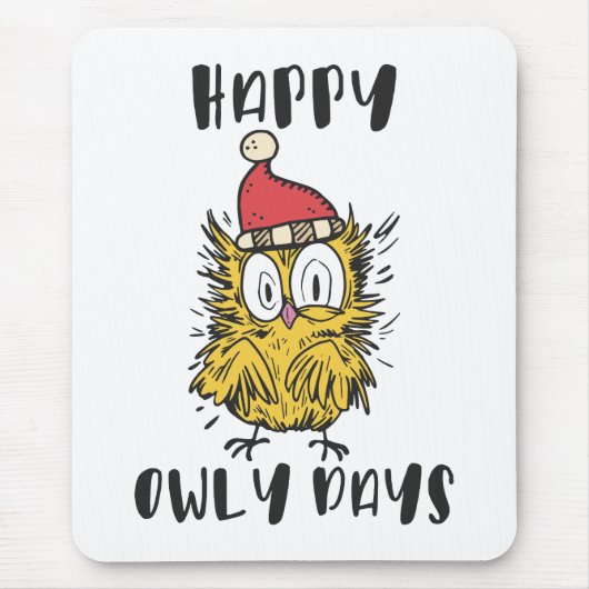 Happy Owly Days Grappige Santa Uil Muismat (Voorkant)