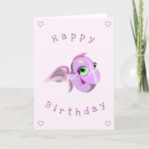 Happy Paarse Fish Funny Birthday Kaart