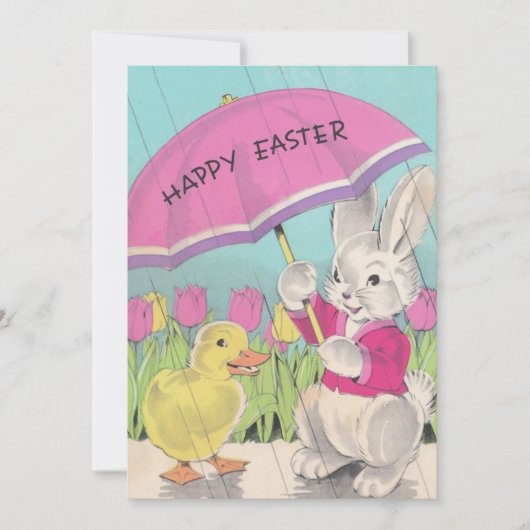 Happy Paasbek Bunny Floral Feestdagenkaart (Voorkant)