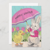 Happy Paasbek Bunny Floral Feestdagenkaart (Voorkant / Achterkant)