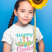 Happy Paasbloemen Christelijk Cross Schattig Kinde T-shirt