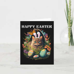 Happy Paasdag Bunny Cat Eggs Basket Mannen Vrouwen Kaart