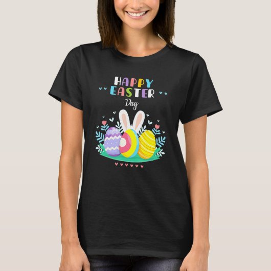 Happy Paasdag pastel Spring Eggs Hunting Bunny T-shirt (Voorkant)