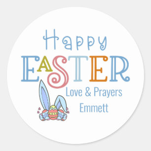 Happy Paaseieren en Bunny Rabbit Ears Cute Ronde Sticker