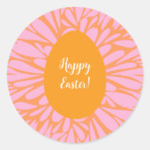 Happy Paasfloral burst oranje ei Ronde Sticker (Voorkant)