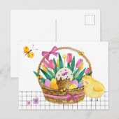 Happy Paasmandje Briefkaart voor kippen en eieren (Voorkant / Achterkant)