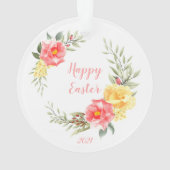 Happy Paasroze en gele rozen Ornament (achterkant)