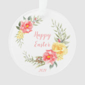 Happy Paasroze en gele rozen Ornament (voorkant)