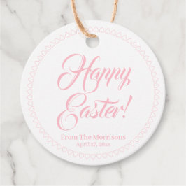 Happy Paasroze harten grens aangepast script schat Bedankjes Labels