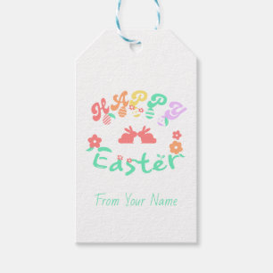 Happy Paasroze konijn Gift Labels Cadeaulabel