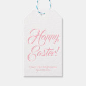 Happy Paasroze witte aangepaste script elegant chi Cadeaulabel (Voorkant)