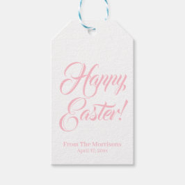 Happy Paasroze witte aangepaste script elegant chi Cadeaulabel