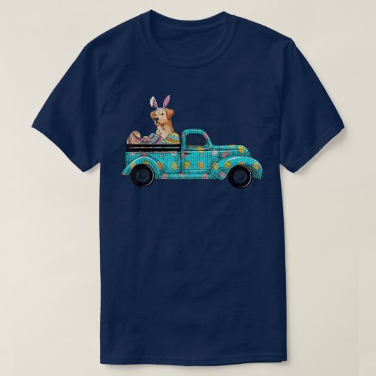 Happy Paast Bunny Dog Labrador Eggs Old Truc T-shirt (Design voorkant)