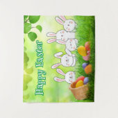 Happy Paast Bunny Easter Easter Easter Basket Wandkleed (Voorkant)