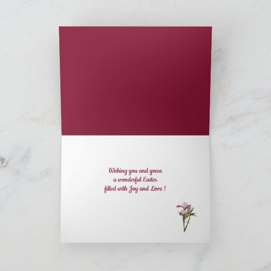 Happy Paast Bunny Violet Magnolia Gold Wreate Feestdagen Kaart (Binnen)