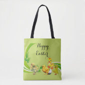 Happy Paast Chicken Egg Greenery Foliage Elegant Draagtas (Voorkant)