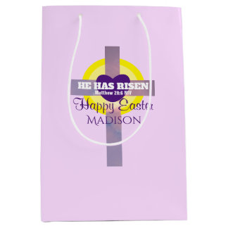 Happy Paast Cross Bijbel Verse Custom Name Paars Medium Cadeauzakje