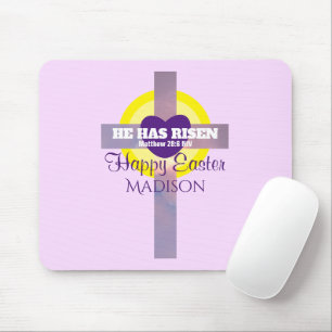 Happy Paast Cross Bijbel Verse Custom Name Paars Muismat