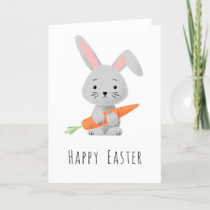 Happy Paast Cute Bunny Carrot vouwde vakantiekaart Feestdagen Kaart