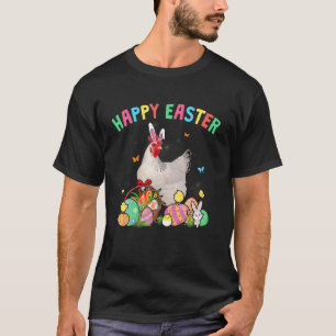Happy Paast Cute Bunny Chicken with Eggs Basket C T-shirt