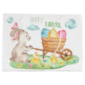 Happy Paast Cute Waterverf Bunny Chicks Eggs Groot Cadeauzakje (Achterkant)