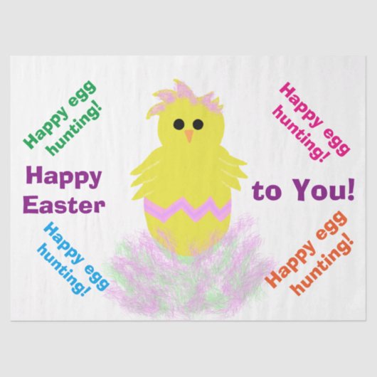 Happy Paast Cute Yellow Pink Chick Greing Tissuepapier (Voorkant)