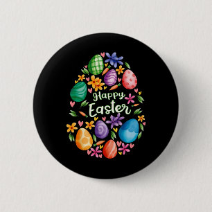 Happy Paast Day Cute Colorful Egg Hunting Women B Ronde Button 5,7 Cm
