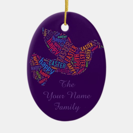 Happy Paast Dove Greep Text Keramisch Ornament (Voorkant)