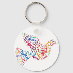 Happy Paast Dove Greep Text Sleutelhanger