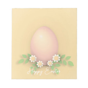 Happy Paast Egg & Flowers yellow roze pastel Notitieblok