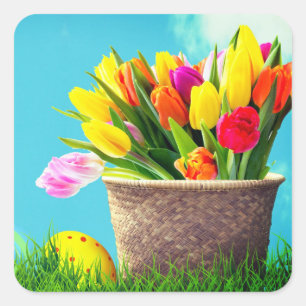 Happy Paast  Floral Vierkante Sticker