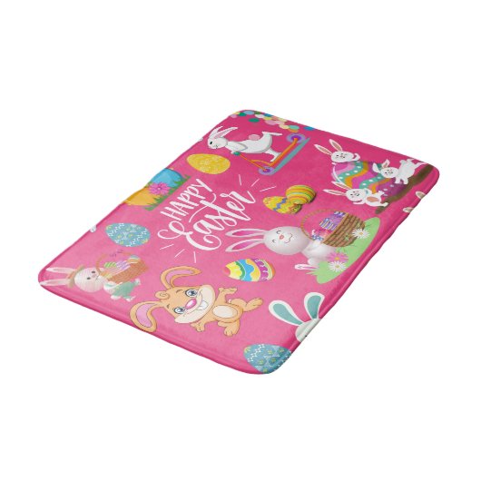 Happy Paast, grappige Bunny wil en kleurrijk Badmat (Gekanteld)
