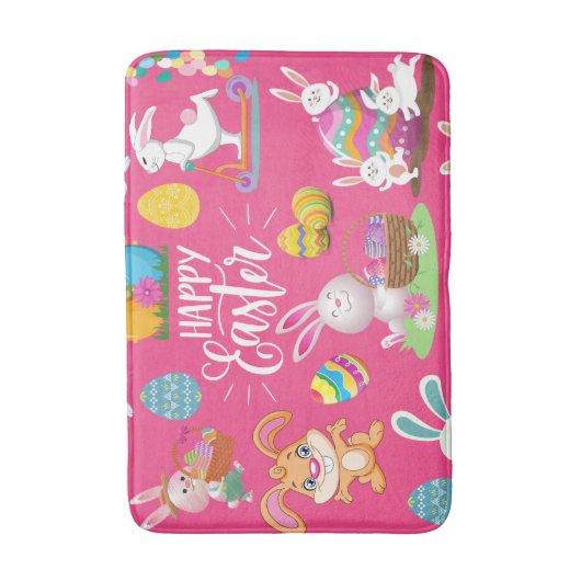 Happy Paast, grappige Bunny wil en kleurrijk Badmat (Voorkant Verticaal)