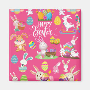 Happy Paast, grappige Bunny wil en kleurrijk Magneet