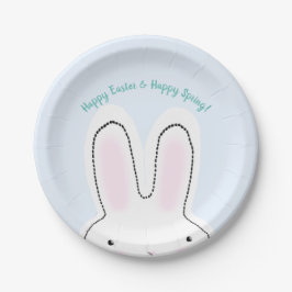 Happy Paast Happy Spring blue, schattige paashaas Papieren Bordje