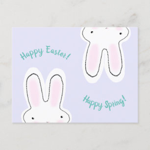 Happy Paast Happy Spring lila leuk konijntje grapp Briefkaart