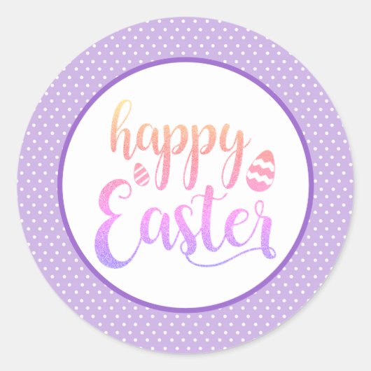 Happy Paast Paarse Paaspartij Ronde Sticker (Voorkant)