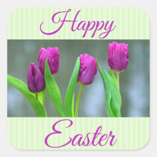 Happy Paast Paarse Tulips Stickers