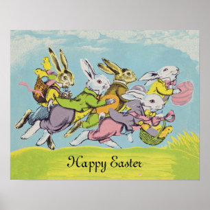 Happy Paast Pastel die konijnen runt Poster