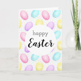 Happy Paast Pastel Egg Pattern Wenskaart Kaart