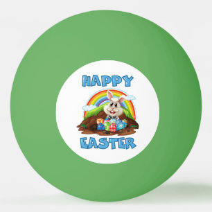 Happy Paast Rainbow Bunny Rabbit met eieren Pingpongballen