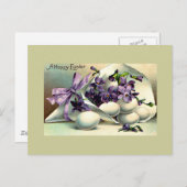 Happy Paast Violets & Eggs  Feestdagenkaart (Voorkant / Achterkant)