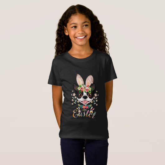 Happy Paaster Bunny Boston Terrier Lovers with Eas T-shirt (Voorkant volledig)