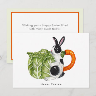 Happy Paaster Bunny Carrot Teapot Holiday Briefkaa Feestdagenkaart