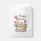 Happy Paaster Bunny Cute Spring Flowers Bedankzakje (Voorkant)