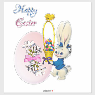 Happy Paaster Bunny Decorative Egg Basket Chick Sticker