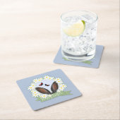 Happy Paaster Bunny Ears Daisies Wreath Vierkante Kartonnen Onderzetter (Insitu)