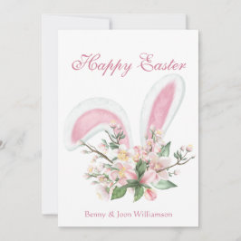 Happy Paaster Bunny Ears Floral Greeting Feestdagenkaart