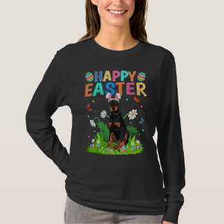 Happy Paaster Bunny Egg Funny Doberman Dog Easter  T-shirt