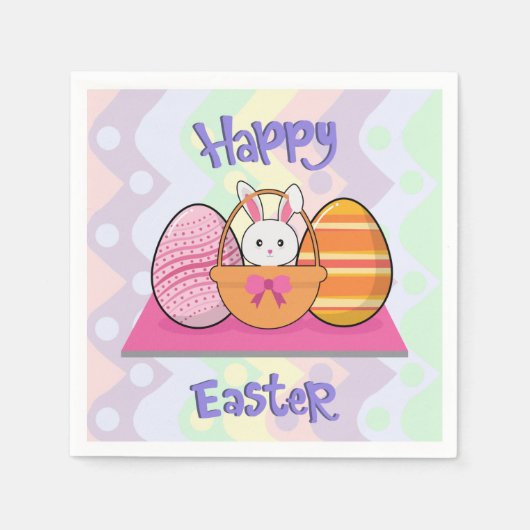 Happy Paaster Bunny Eggs Basket Cute Easter Servet (Voorkant)